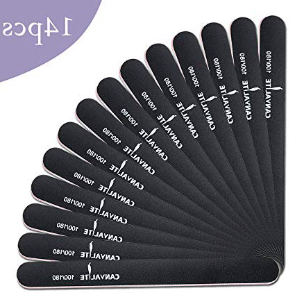 Canvalite 14 Piezas limas de uñas grano 180/100 profesionales limas de uñas de doble cara para manicura y pedicura de gel para el hogar y el salón