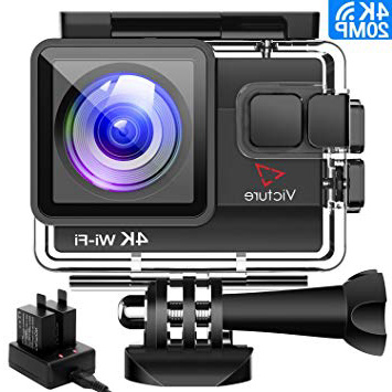 Victure AC800 Cámara Deportiva WiFi 4k Ultra HD 20MP Action Camera Acuatica de 40M con 2 Baterías y Cargador Externo, Funciones Anti-Shaking y Time Lapse