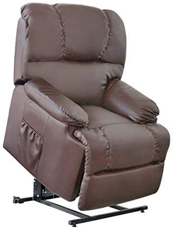 Deluxe - Sillón Relax Masaje Elevador Levanta Personas Reclinable Eléctrico Calor Lumbar - para Personas Mayores O Movilidad Reducida - Polipiel De Máxima Calidad | Marrón Chocolate