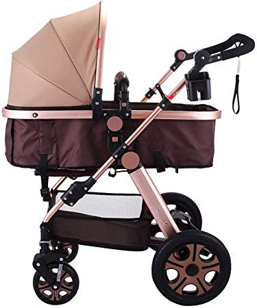 Banpusama - Cochecito de bebé plegable, ligero, fácil de usar, sistema plegable, cochecito de bebé recién nacido, de aleación de aluminio, cochecito de bebé antigolpes, de alta visión