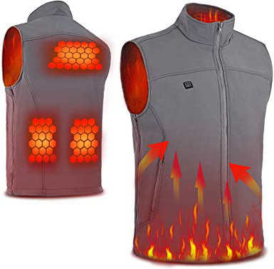 Vinmori Chaleco Térmico Eléctrico, Tamaño Lavable, Carga USB Ajustable, Ropa de Abrigo de Invierno Unisex Chaleco Eléctrico