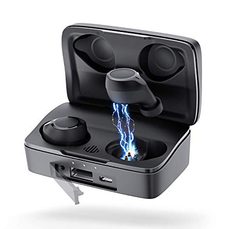 Auriculares Bluetooth, ENACFIRE Future Plus Auriculares inalámbricos Mini Twins Estéreo In-Ear Sport Bluetooth 5.0 con Caja de Carga de 2600mAh Portátil Y Micrófono Integrado 104h reproducción, IPX7