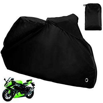 Zacro Funda para Moto/Cubierta de la Moto 190T Impermeable Cubierta Protectora UV los Agujeros del Acero Inoxidable al Aire Libre con el Bolso del Almacenaje (Negro)