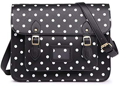 Miss Lulu Brand Diseñador vintage Lunares cuero de imitación Maletín de trabajo Bolso satchel Bolsa para la escuela