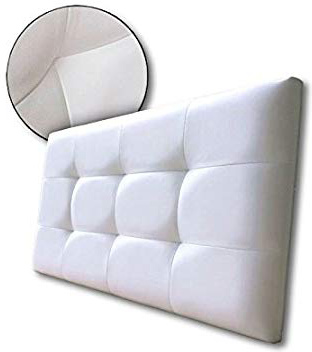 Ventadecolchones - Cabecero de Cama Tapizado Acolchado de Dormitorio en Polipiel con capitoné Modelo Tablet Blanco y Medidas 106 x 70 cm para Camas de 90 ó 105