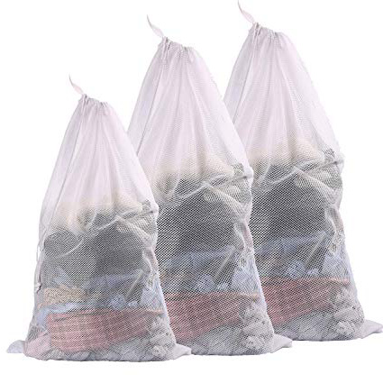 Eono by Amazon - Juego de 3 bolsas de malla para lavadora resistentes: 3 extragrandes y 1 grande, con cierre de cordón, para residencias de estudiantes y apartamentos