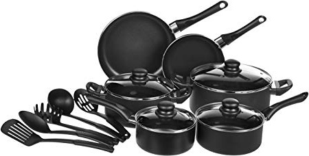 AmazonBasics - Juego de utensilios de cocina antiadherentes, 15 piezas