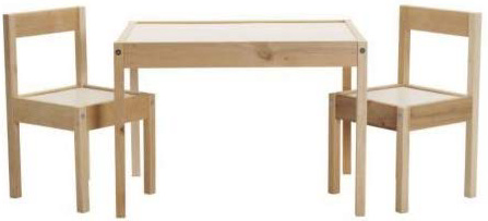 IKEA LÄTT Mesa para niños con 2 sillas, blanco, pino - 501.784.11