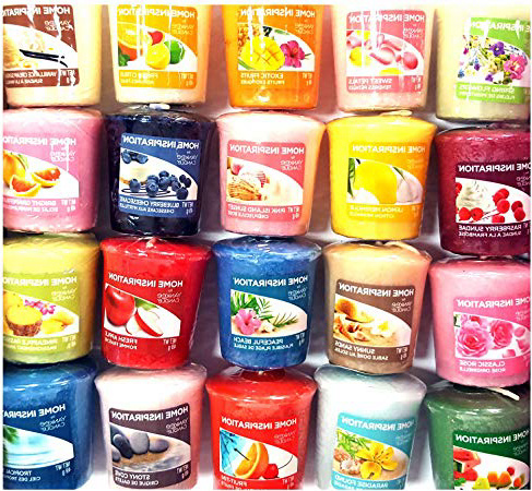 12 velas votivas oficiales Yankee Candle Votive Sampler de Home Inspiration, vienen en una variedad de fragancias exóticas