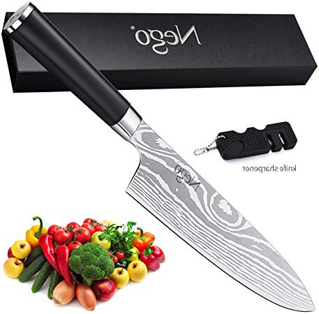 Cuchillo chef - Cuchillos chef Pro. Cuchillo cocina 8 pulgadas, acero inoxidable alto carbono, hoja afeitar, hoja afilada,resistente a las manchas, mejor opción para restaurantes y cocina en casa