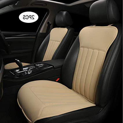 BLACK PANTHER Fundas Asientos Coche, Fundas para Asientos de Coche,Cuatro Estaciones Universal Antideslizante Protector Asiento Delanterocon Respaldo(2PC-Beige)