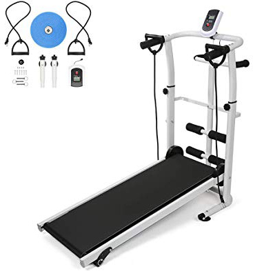 YIFAA Cinta de Correr Mecánica, Cinta de Correr Manual Plegable,Equipo de Ejercicios, Máquina Caminadora Pequeña, Cinta de Correr Multifunción, Plegado Ultra Silencioso