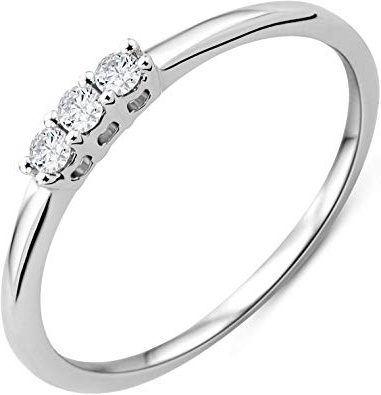 Orovi anillo de mujer tresillo 0.09 Quilates diamantes en oro blanco 9 kilates ley 375
