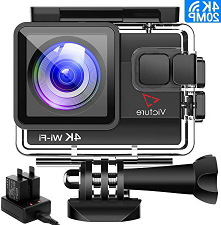 Victure Cámara Deportiva WiFi 4k Ultra HD 20MP Action Camera Acuatica de 40M con 2 Baterías y Cargador Externo, Funciones Anti-Shaking y Time Lapse