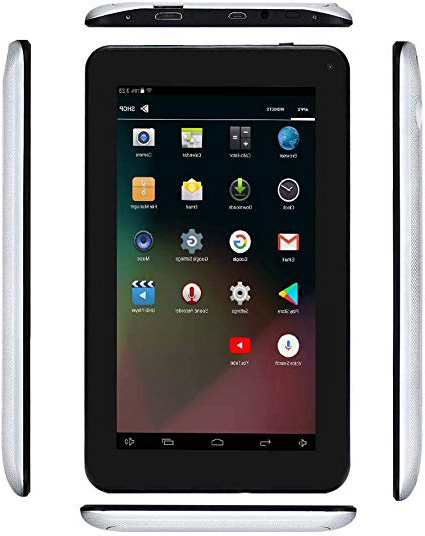 Haehne 7" Tablet PC, Google Android 6.0 Quad Core, 1G RAM 16GB ROM, Cámaras Duales, 1024 x 600 Pantalla, WiFi, Bluetooth, HDMI, con Funda de Cuero, Plata