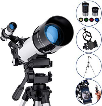 MAXLAPTER Refractores Telescopio Astronómico para Niños Principiantes, Alta Ampliación HD, Doble Uso, Portátil y Equipado con Trípode, Adaptador De Teléfono Inteligente