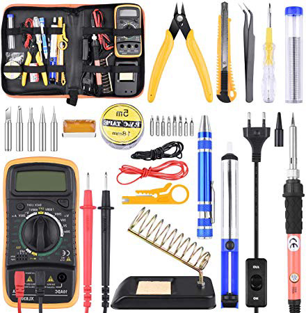 Kit de Soldador Estaño con Multímetro 24 Piezas, Kit de Soldadura Completo para Trabajos de Soldadura, Eléctrico, Joyería ET007