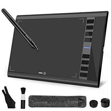 LANSRAYOL Tableta Gráfica de Dibujo Tableta de Dibujo Gráfico Digital 10x6 Pulgadas 5080 LPI 266 RPS 8192 Niveles de Sensibilidad 8 Teclas de Función Rápida con Lápiz Inalámbrico Mac&Windows
