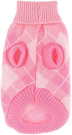 Runfon - Jersey de Punto de Cuello de Tortuga para Perro, diseño de Argyle, Color Rosa, Contorno del Pecho: Aprox. 32 cm (sin Estirar)