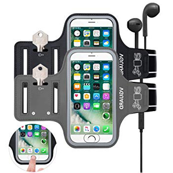 VGUARD 2X Brazalete Deportivo para 5.1 Pulgados Moviles Caja del Brazalete Antideslizante para Deportes con Soporte para Llaves, Cables, Tarjetas y Banda Reflectante (Negro+Gris)
