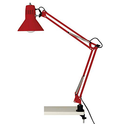Brilliant Hobby - Lámpara de mesa con pinza de color rojo.