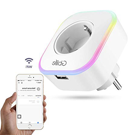 Enchufe Inteligente Wifi, GBlife Enchufe de un Toma con USB, Control Remoto/Mando de Voz, con Interruptor y Temporizador, LED RGB Indicador, Compatible con Smart Life/Google Home/Amazon Alexa