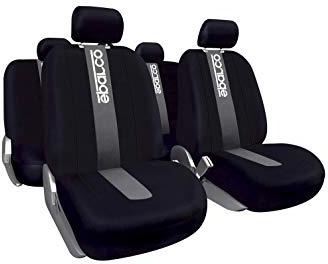 SparcoSPC1012 Juego de fundas para asientos de coche, color negro y gris, modelo CLASSIC, 11 Piezas