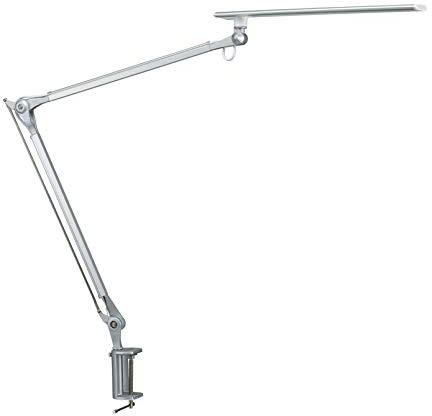 Lámpara de escritorio PHIVE LED, lámpara de arquitecto, lámpara de trabajo, brazo oscilante metálico (brillo regulable, cuidado de los ojos, control táctil, función de memoria) Plateado