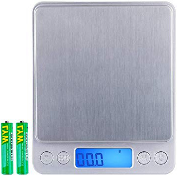 Zacro Báscula Cocina de Presisión Digitales,500g x 0.01g Báscula Balanzas de Alta Precisión,Balanzas Multifuncionales Pro Peso Cocina para Comidas,Joyería,Pantalla LCD,2 Bandejas y Baterías Incluidas