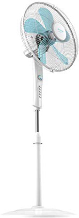 Cecotec ForceSilence 520 Power White. Ventilador de pie con 5 aspas y 50 W. Motor de Cobre. 4 velocidades. Ajustable 110 o 135 cm. Temporizador 120 Minutos. Color Blanco, Plástico