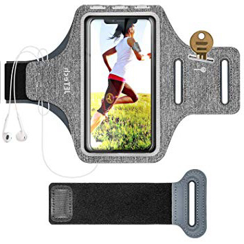 JETech Brazalete Deportivo Compatible iPhone 11/11 Pro/XR/XS/X/8 Plus/7 Plus/8/7/6s/6, Galaxy S10/S9/S9+,Correa Ajustable, Equipado con Soporte para Llave y Tarjeta, para Correr, Caminar, Senderismo