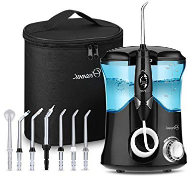 Ovonni Irrigador Dental Profesional, 7 Boquillas Intercambiables, 10 Ajustes de Presión, 600 ML de Gran Tanque de Agua, Recomendado por Dentistas y Médicos de Higiene Bucal, Cuidado Familiar