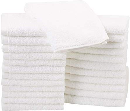 AmazonBasics - Paños de algodón (30,5 x 30,5 cm), pack de 24 - Blanco