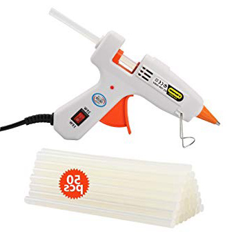 E·Durable Mini Pistola manualidades con 50 Piezas Barras de Pegamento para DIY Pequeño Arte, Empaques, Reparaciones Rápidas y en el hogar, oficina y escuela, (15W~25W, Blanco)
