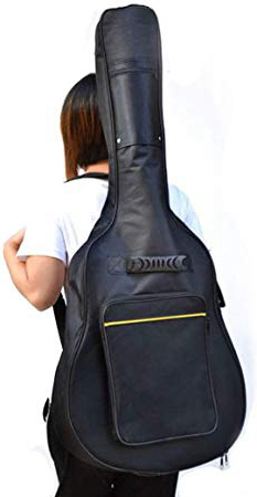 TRIXES Funda Acolchada de Guitarra Clásica y Acústica de Tamaño Completo Bolsa de Guitarra Clásica y Acústica Negro Transporte Con Un Tira Para el Hombro Ajustable y un Amplio Compartimento Frontal