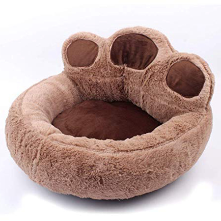 LA VIE Cama Sofá Redondo para Mascotas Forma de Garra Cesta Linda de Perros con Cojín Extraíble Casa Cama Nido Cómoda para Gatos y Perros M en Marrón