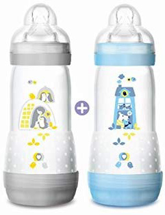 MAM - Set de 2 biberones anticólicos, con tetina de flujo nro. 3, para niño, 320 ml