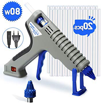 E·Durable 80W pistola silicona, con 20pcs 15cm Barra de pegamento cerámica electrónica PTC y control automático de temperatura,8 Word cola interfaz de cable de alimentación diseño