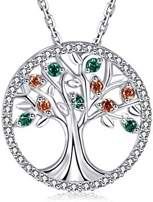 MEGA CREATIVE JEWELRY Collar para Mujer Árbol de la Vida Plata 925 con Cristales Swarovski