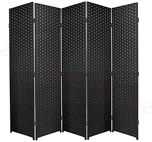 Paneles plegables de mimbre, para privacidad, división, negro, 6