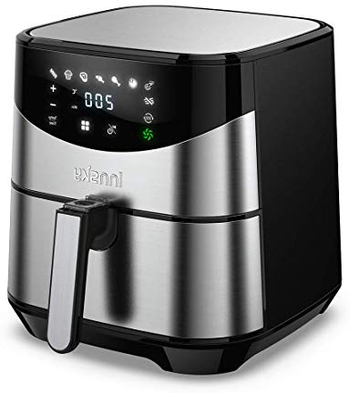 Innsky 5.5L 1700W, freidora sin Aceite con 8 programas + función de precalentamiento. Freidora de Aire (Manual y Recetas multilingüe). Auto apaga. Pretección contra sobrecalentamiento