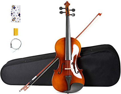 ARTALL 4/4 Violín acústico hecho a mano para estudiantes, paquete para principiantes con lazo, estuche duro, soporte para barbilla, afinador, cuerdas de repuesto, colofonia y puente.