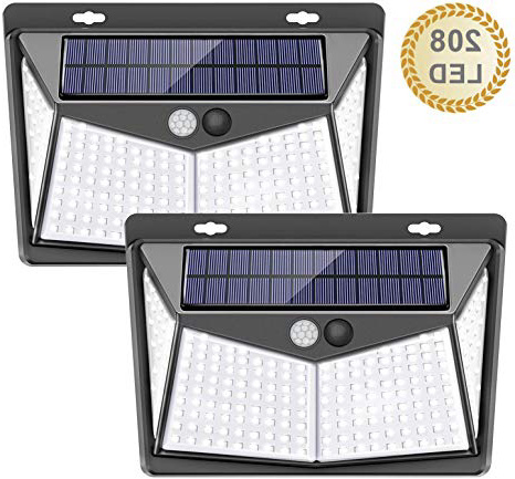 【208 LED / 3 Modos】Luz solar exterior, SEZAC Luces de seguridad solar Luces de sensor de movimiento solar Impermeable 65 Luces al aire libre para jardín Cerca de garaje (paquete de 2)