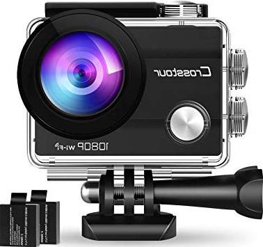 Crosstour CT7000 Cámara Deportiva 1080P Wi-Fi (Full HD 2.0 LCD Pantella Cámara Impermeable 2 Baterías 1050mAh Sumergible 30M y 20 Accesorios Multiples)