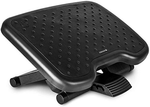 Navaris reposapiés de Oficina - Soporte para pies inclinable 0-25° - Apoya pies ergonómico con Efecto Masaje - Base para pies de 35x28.5CM en Negro