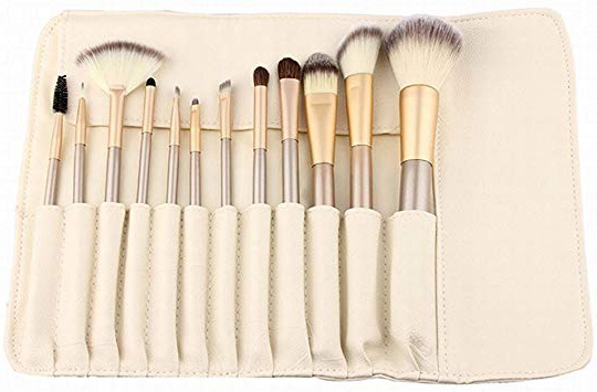 LZYMSZ 12 piezas Set de pinceles maquillaje profesional Kit de maquillaje esencial con estuche de pincel