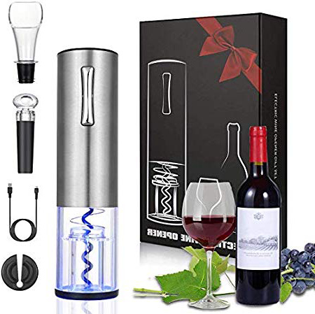 Anpro Sacacorchos Electrico Recargable para Botellas,Sacacorchos Profesional Automático de Vino,Abridor de Botellas Electrico,Kit Regalo de Vinos para Navidad