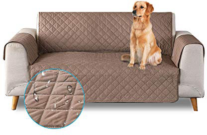 PETCUTE Funda de sofá 3 plazas Cubre Sofas Impermeable Protector de sofá Antideslizante Acolchado Sofas Fundas para Perros café