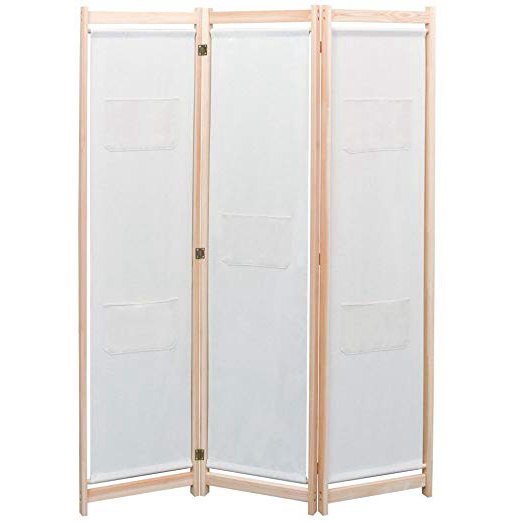 vidaXL Biombo Divisor de 3 Paneles de Tela cremqa 120x170x4 cm