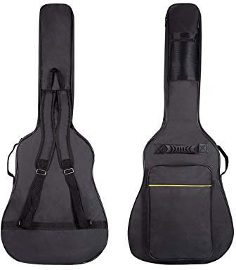 CAHAYA Funda de Guitarra Universal Acolchada con 2 bolsillos para Guitarra Acústica y Clásica con raya de color amarillo